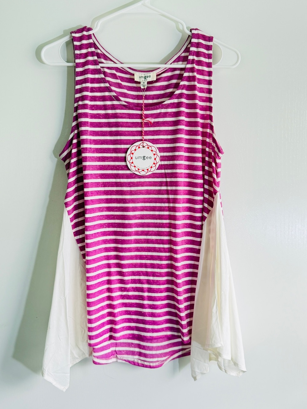 Umgee Striped Sleeveless Swing Tank Loose Flowy Boho Beach Casual